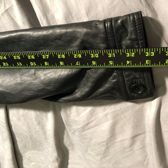 Banana Republic Mens Moto Leather Jacket Medium Black Quilted Button Up Collared - Picture 8 of 16